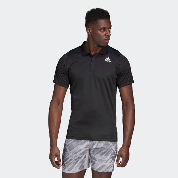 Adidas New With Tags FREELIFT TENNIS POLO SHIRT HEAT.RDY Black Size Medium - Picture 10 of 13